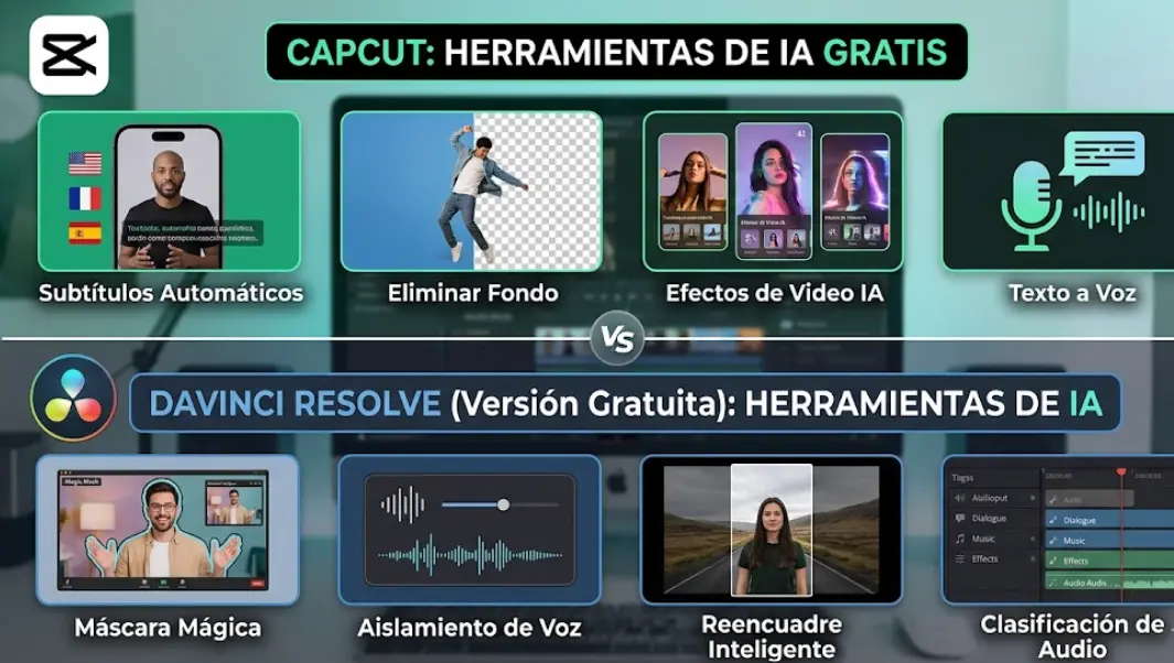 Editar Vídeo con IA Gratis en 2026: CapCut vs DaVinci Resolve (Lo que nadie te cuenta)
