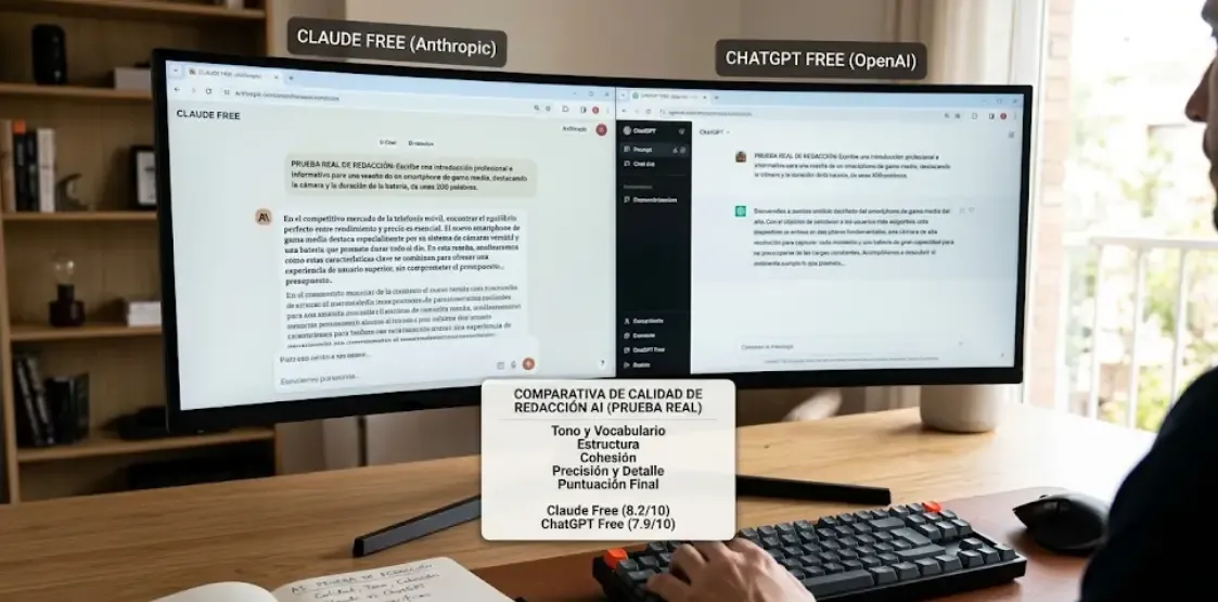 Prueba real de redacción con Claude Free y ChatGPT Free para comparativa de calidad